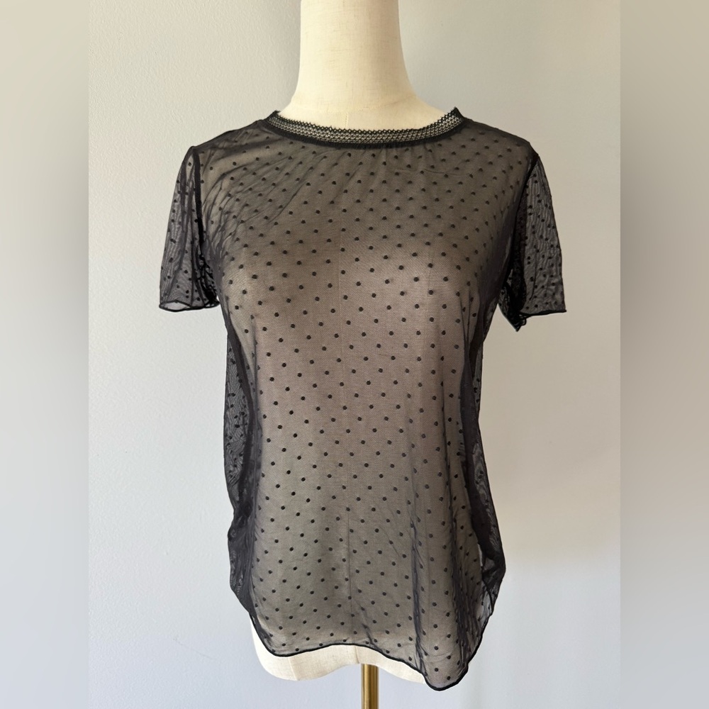 Victoria’s secret black transparent polka dot top​ size xs